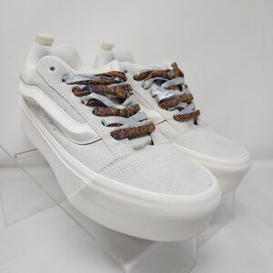 Vans Knu Stack Platform Shoes Womens 9 Marshmallow White Vintage Suede Sneakers
